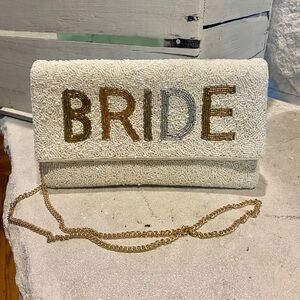 Beaded BRIDE clutch or crossbody purse